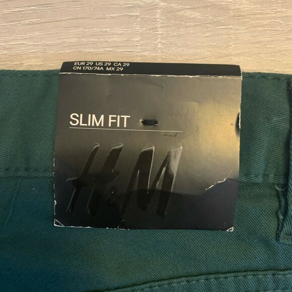 H&M SlimFit Jeans Pants Women's Size 29 Green Mid Rise Stretch Straight Leg - Picture 9 of 9
